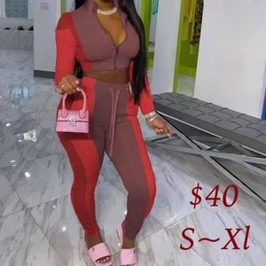 Womens Sweatsuit Two Piece Outfits Top Skinny Long Pants Tracksuits Jogging